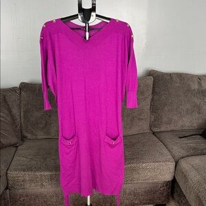 Lane Bryant Magenta Dress with Gold Accents